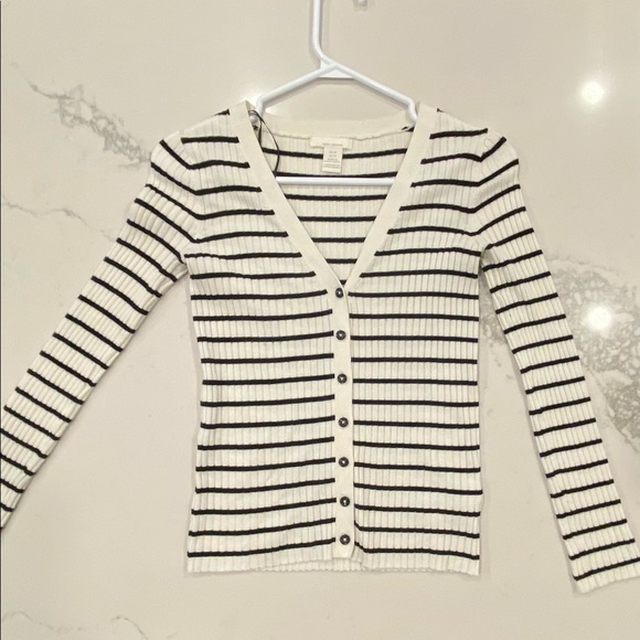 H&M Rib knit cardigan white/black - Picture 5 of 5